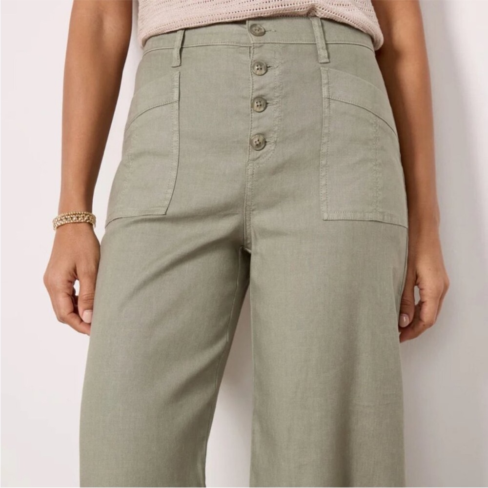 EVEREVE Joelle Wide Leg Pant Size 27 Linen/Lyocell Light Olive - Picture 3 of 16